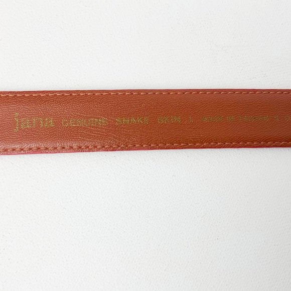 Vintage Jana Genuine Snake Skin Red Belt With Gold Tone Buckle Size L - Picture 6 of 16